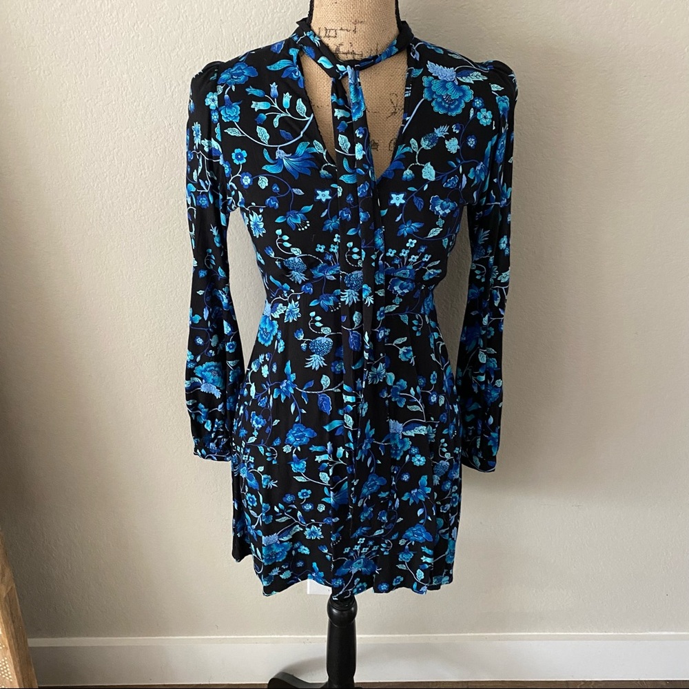 Blue Flower Midi Dress